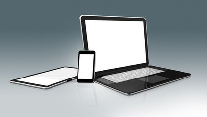 电子产品。手提电脑、 手机和平板电脑